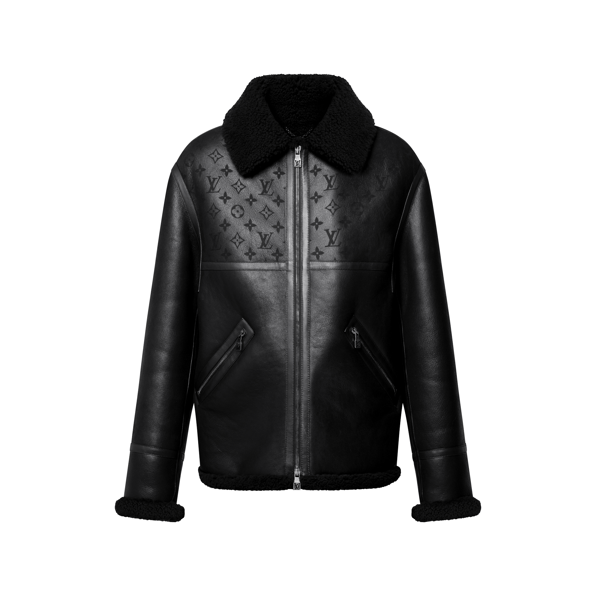 LOUIS VUITTON ムートンコート 48 Louis Vuitton X Virgil Abloh Monogram Shearling Coat L848486